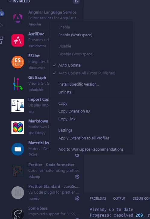vs code disabled example